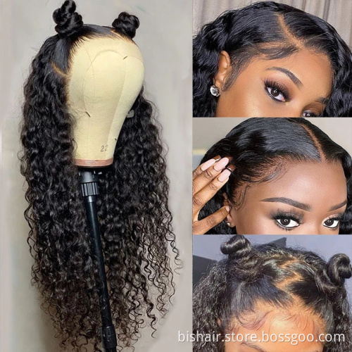 Deep wave front lace wig 100% real hair suitable for ladies natural color non-adhesive lace wig 150% density Brazilian hair wig